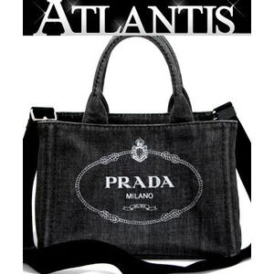 PRADA Canapa Bag Denim Tote Black